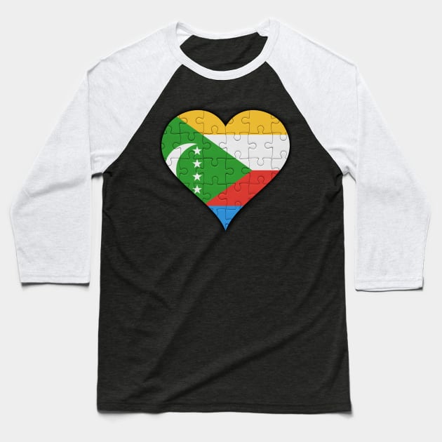 Comoran Jigsaw Puzzle Heart Design - Gift for Comoran With Comoros Roots Baseball T-Shirt by Country Flags